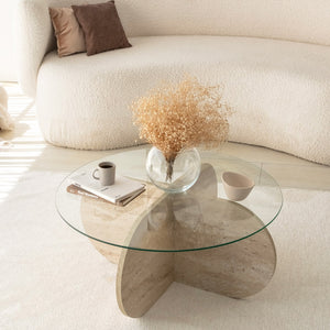 Τραπεζάκι Σαλονιού Doxa Travertine 75x75x35 εκ. Μελαμίνης