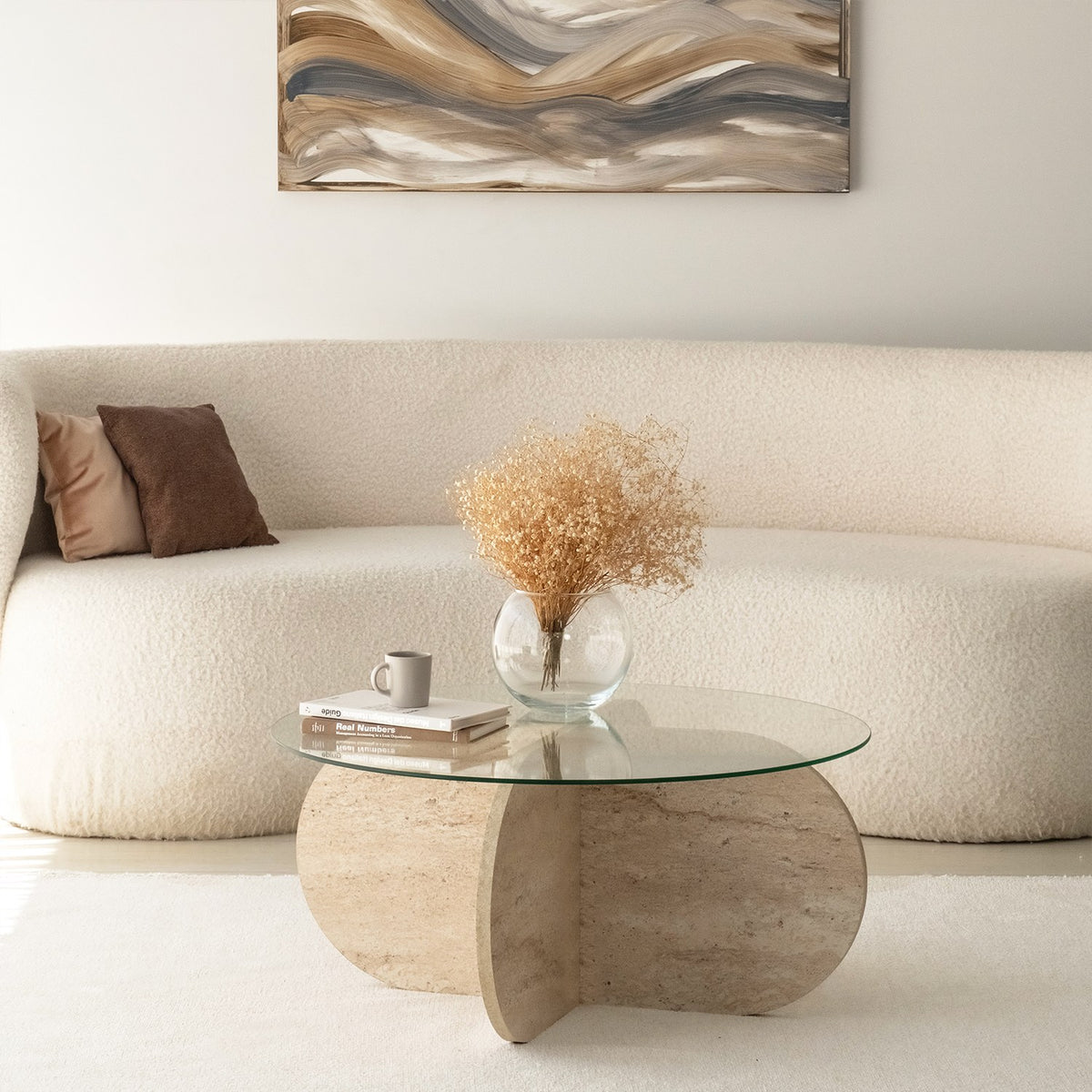 Τραπεζάκι Σαλονιού Doxa Travertine 75x75x35 εκ. Μελαμίνης