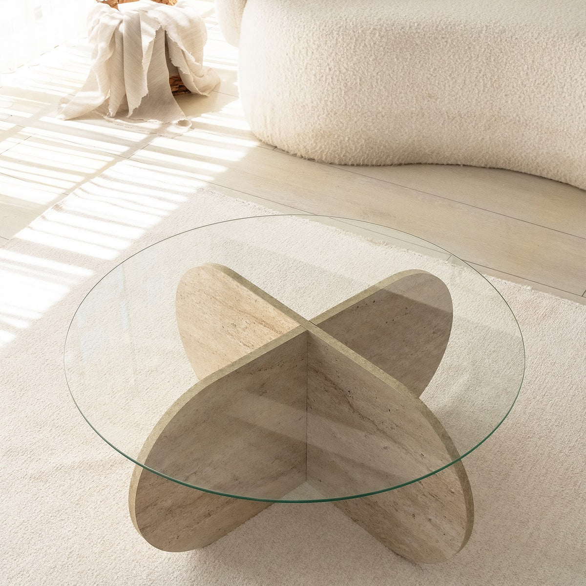Τραπεζάκι Σαλονιού Doxa Travertine 75x75x35 εκ. Μελαμίνης