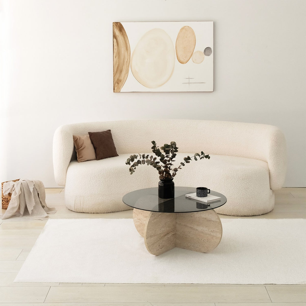 Τραπεζάκι Σαλονιού Doxa Travertine - Φιμέ 75x75x35 εκ. Μελαμίνης