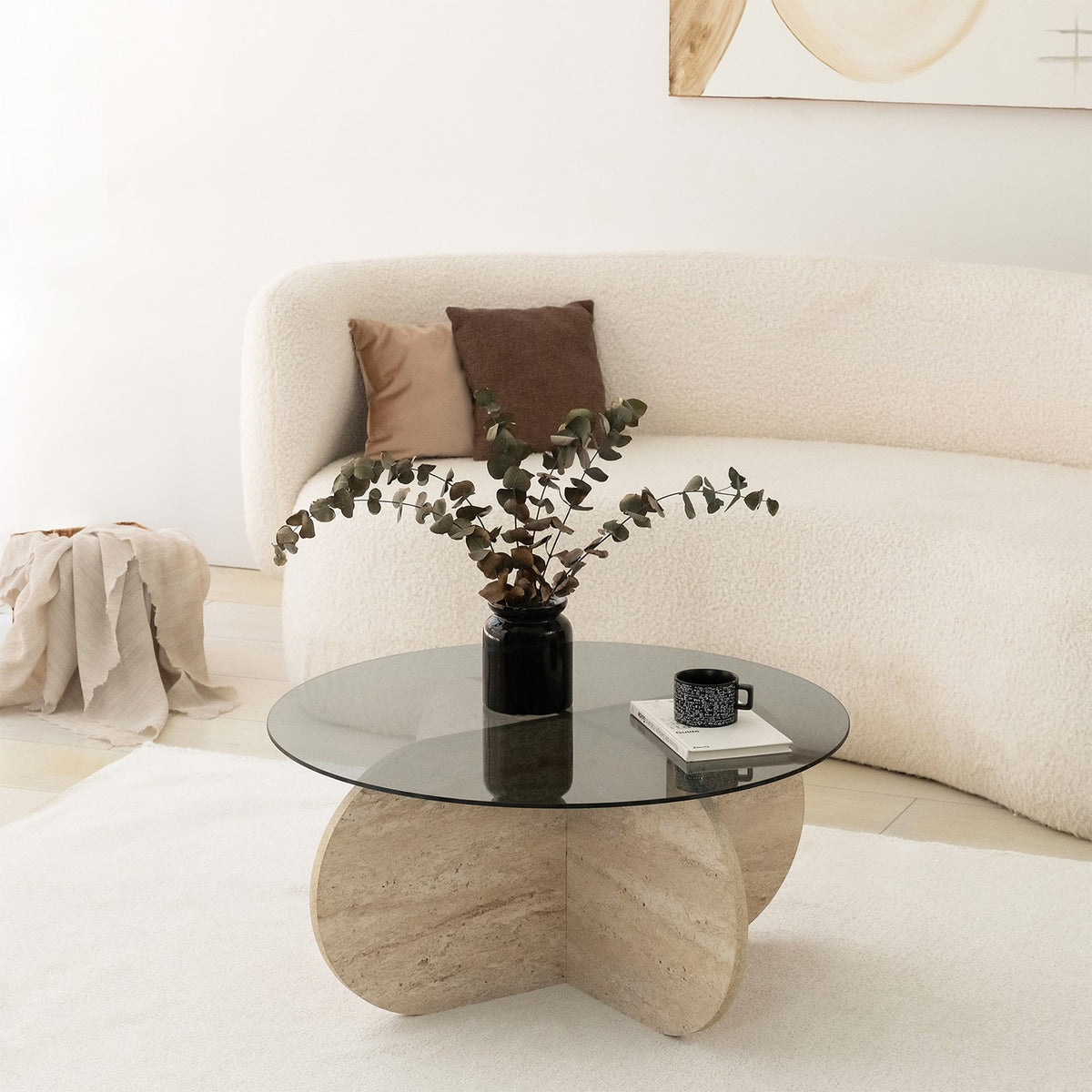 Τραπεζάκι Σαλονιού Doxa Travertine - Φιμέ 75x75x35 εκ. Μελαμίνης