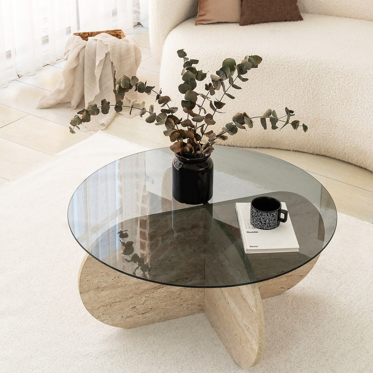 Τραπεζάκι Σαλονιού Doxa Travertine - Φιμέ 75x75x35 εκ. Μελαμίνης
