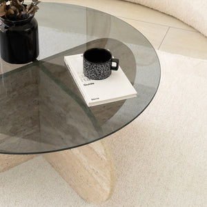 Τραπεζάκι Σαλονιού Doxa Travertine - Φιμέ 75x75x35 εκ. Μελαμίνης