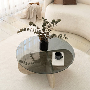 Τραπεζάκι Σαλονιού Doxa Travertine - Φιμέ 75x75x35 εκ. Μελαμίνης