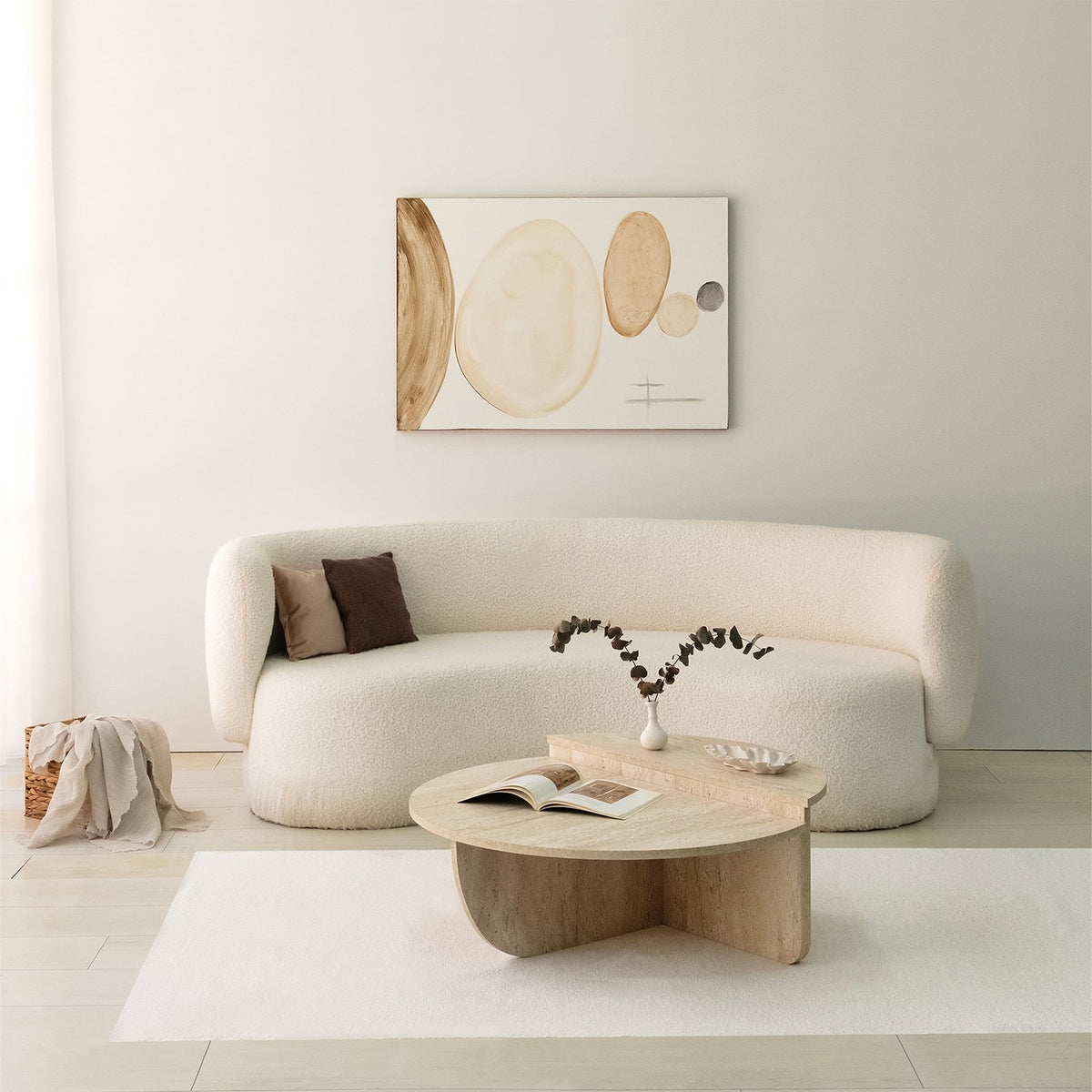 Τραπεζάκι Σαλονιού Lesvos Travertine 90x90x35 εκ. Μελαμίνης