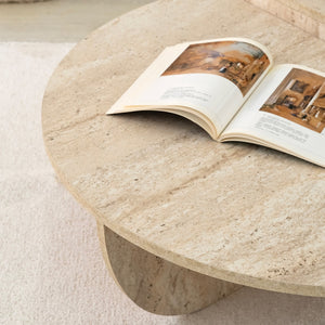 Τραπεζάκι Σαλονιού Lesvos Travertine 90x90x35 εκ. Μελαμίνης