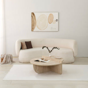 Τραπεζάκι Σαλονιού Lesvos Travertine 90x90x35 εκ. Μελαμίνης