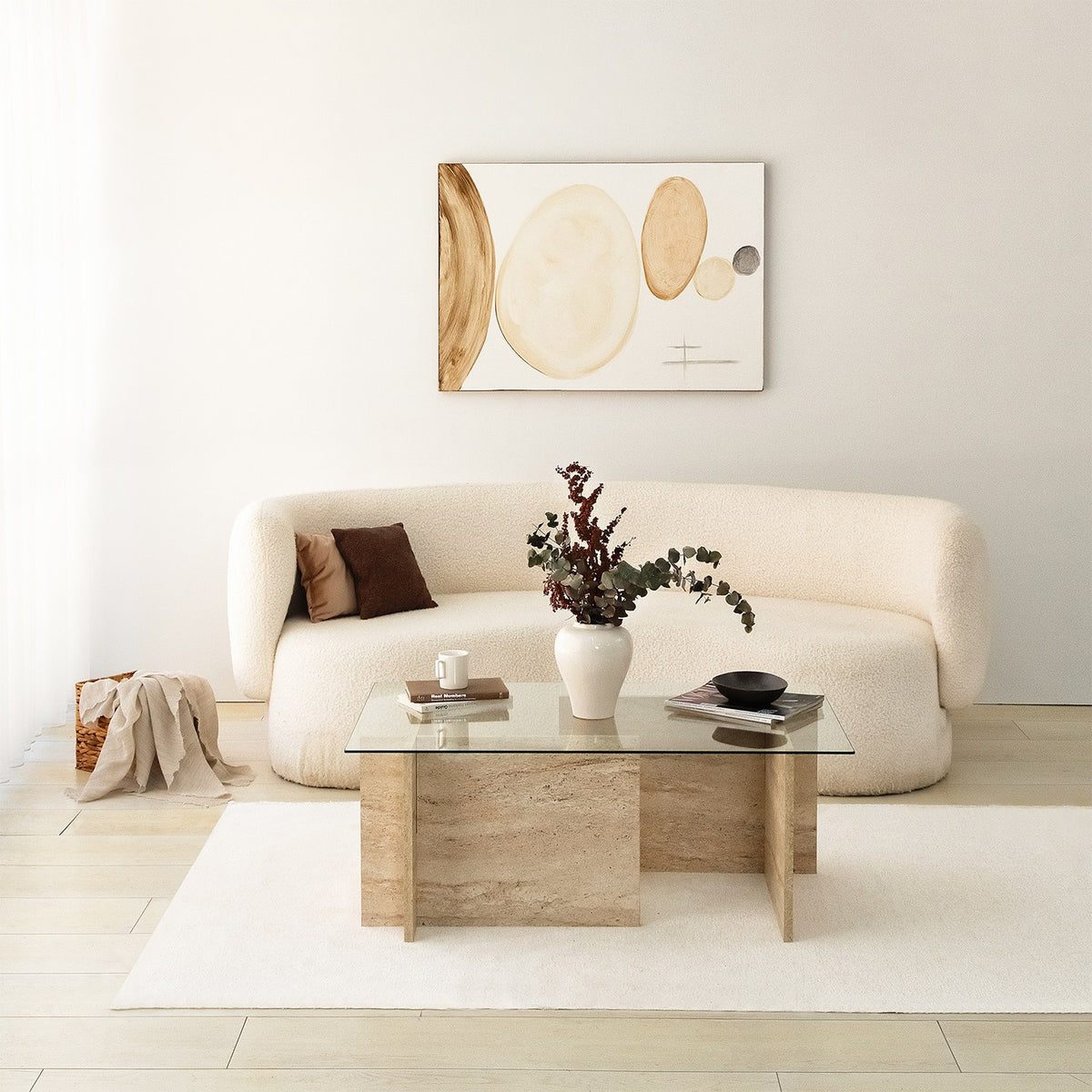 Τραπεζάκι Σαλονιού Vrachneika Travertine 105x65x40 εκ.