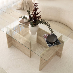 Τραπεζάκι Σαλονιού Vrachneika Travertine 105x65x40 εκ.