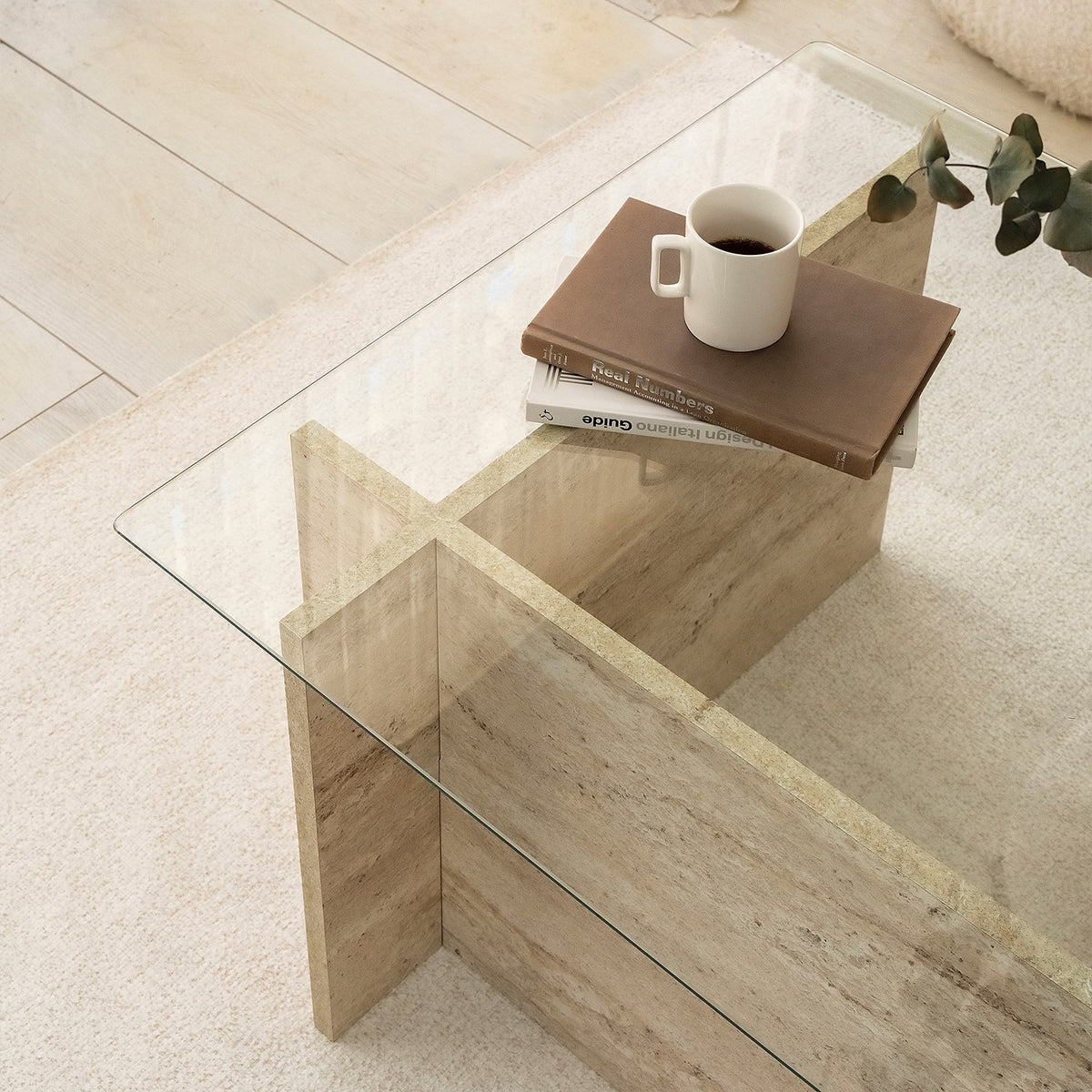 Τραπεζάκι Σαλονιού Vrachneika Travertine 105x65x40 εκ.
