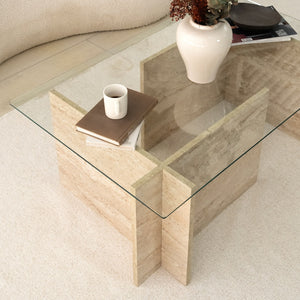 Τραπεζάκι Σαλονιού Vrachneika Travertine 105x65x40 εκ.