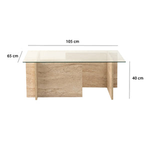 Τραπεζάκι Σαλονιού Vrachneika Travertine 105x65x40 εκ.