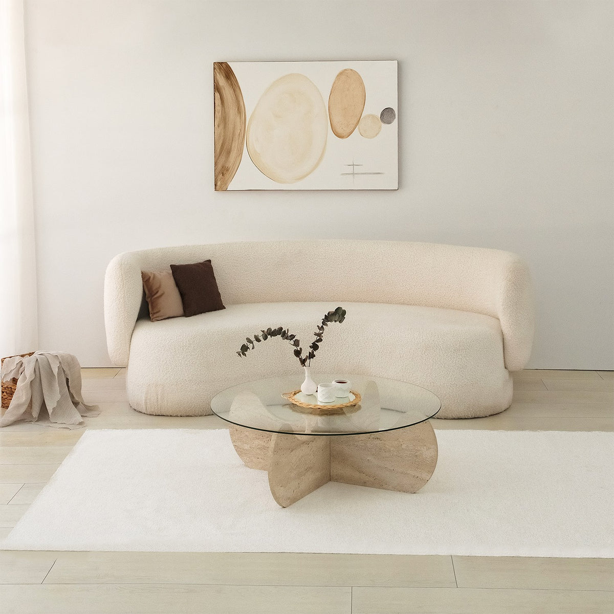Τραπεζάκι Σαλονιού Emblisi Travertine 90x90x30 εκ. Μελαμίνης