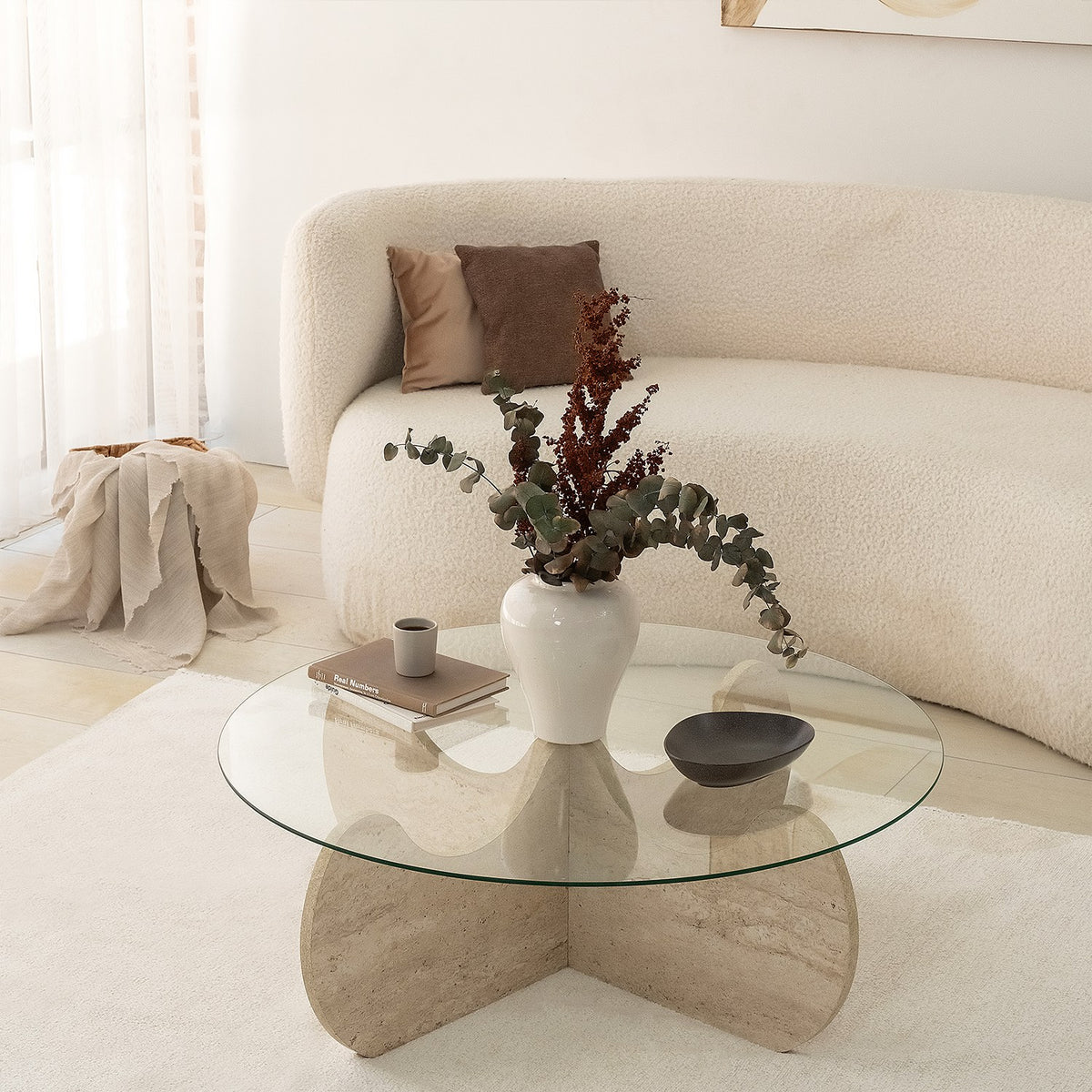 Τραπεζάκι Σαλονιού Emblisi Travertine 90x90x30 εκ. Μελαμίνης