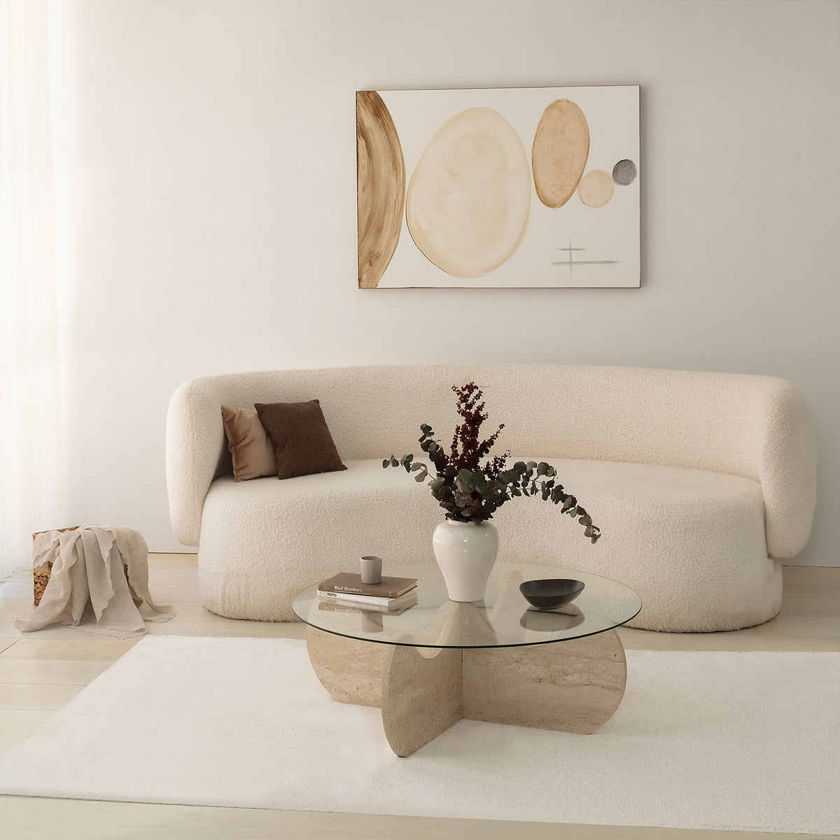 Τραπεζάκι Σαλονιού Emblisi Travertine 90x90x30 εκ. Μελαμίνης
