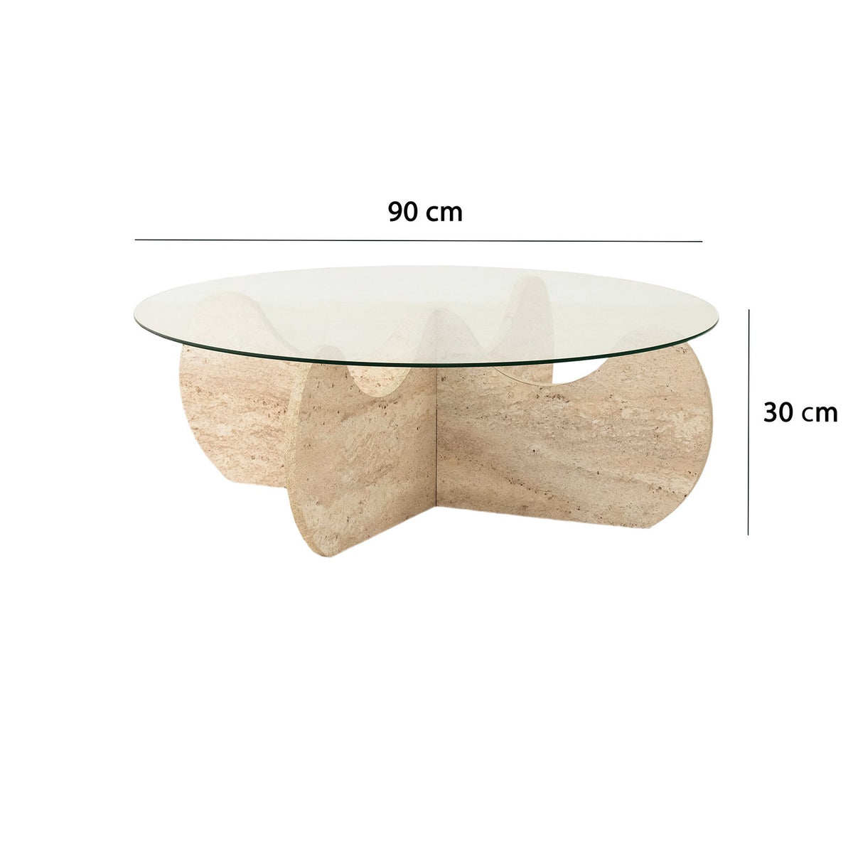 Τραπεζάκι Σαλονιού Emblisi Travertine 90x90x30 εκ. Μελαμίνης