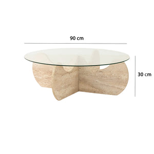 Τραπεζάκι Σαλονιού Emblisi Travertine 90x90x30 εκ. Μελαμίνης