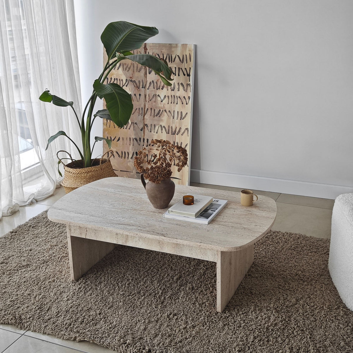 Τραπεζάκι Σαλονιού Kallimasia Travertine 105x60x35 εκ. Μελαμίνης