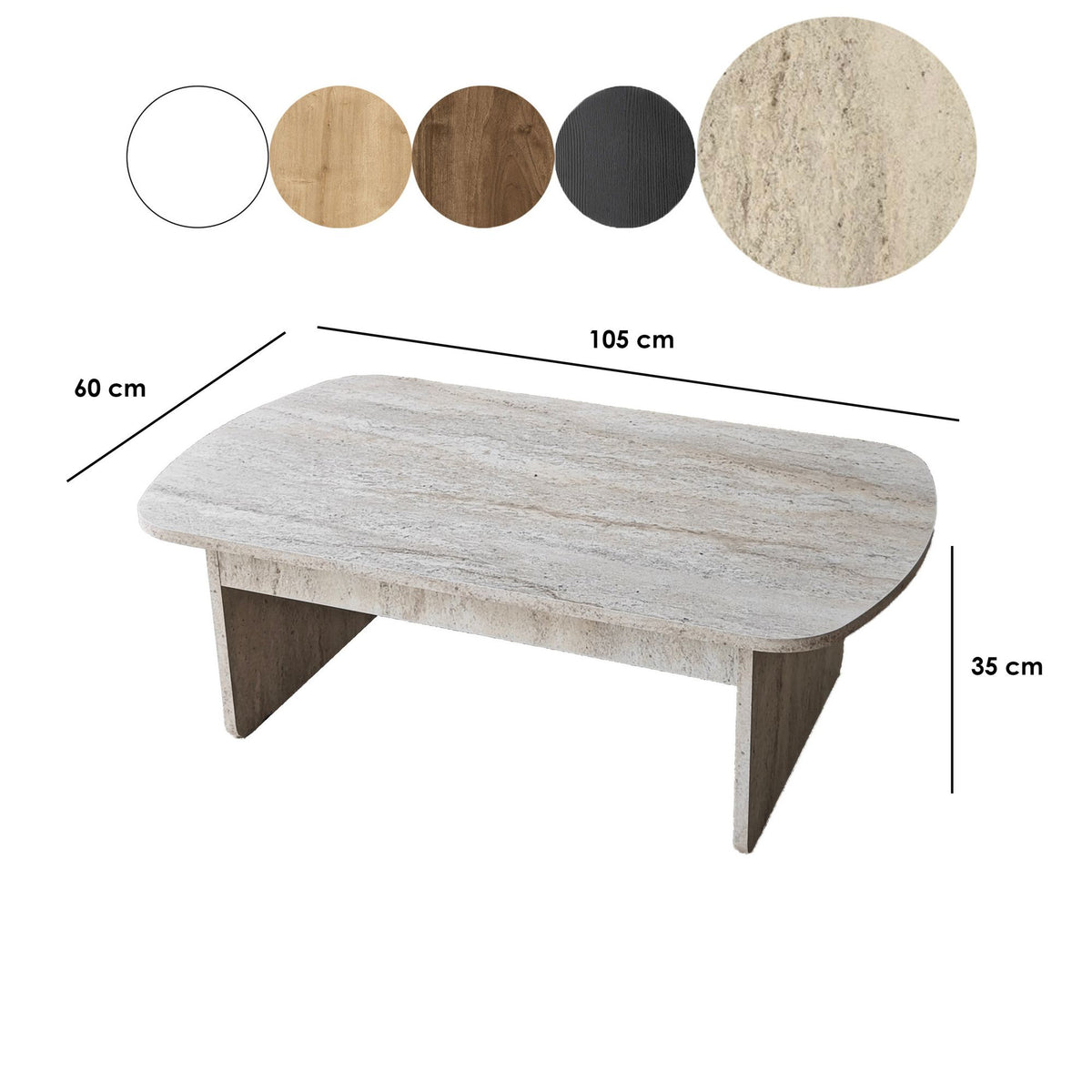 Τραπεζάκι Σαλονιού Kallimasia Travertine 105x60x35 εκ. Μελαμίνης
