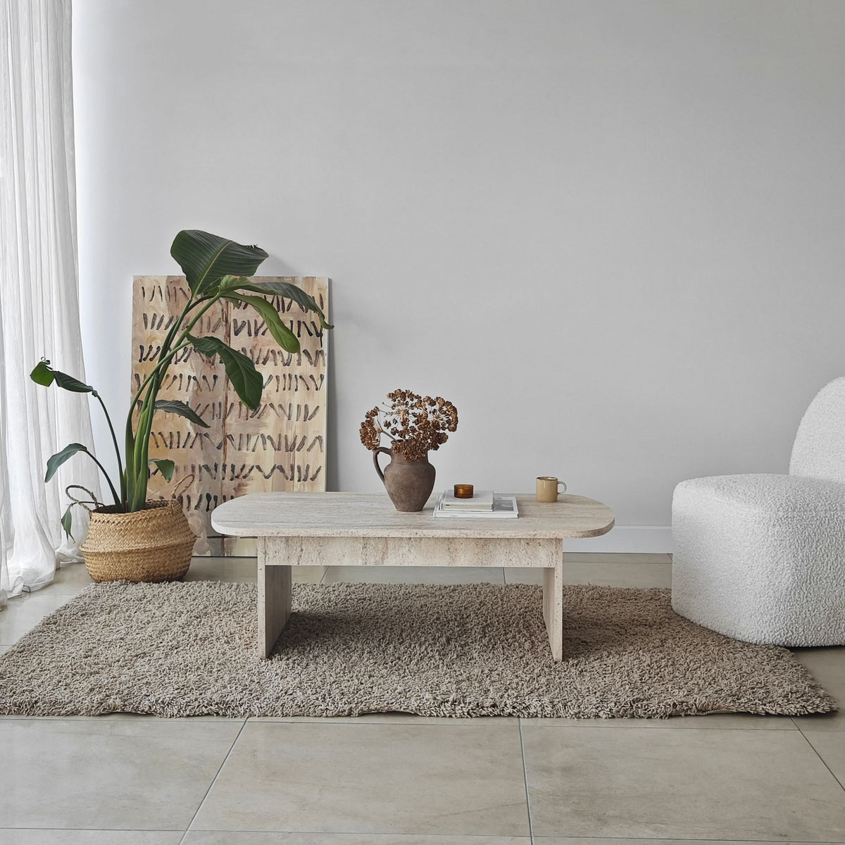 Τραπεζάκι Σαλονιού Kallimasia Travertine 105x60x35 εκ. Μελαμίνης