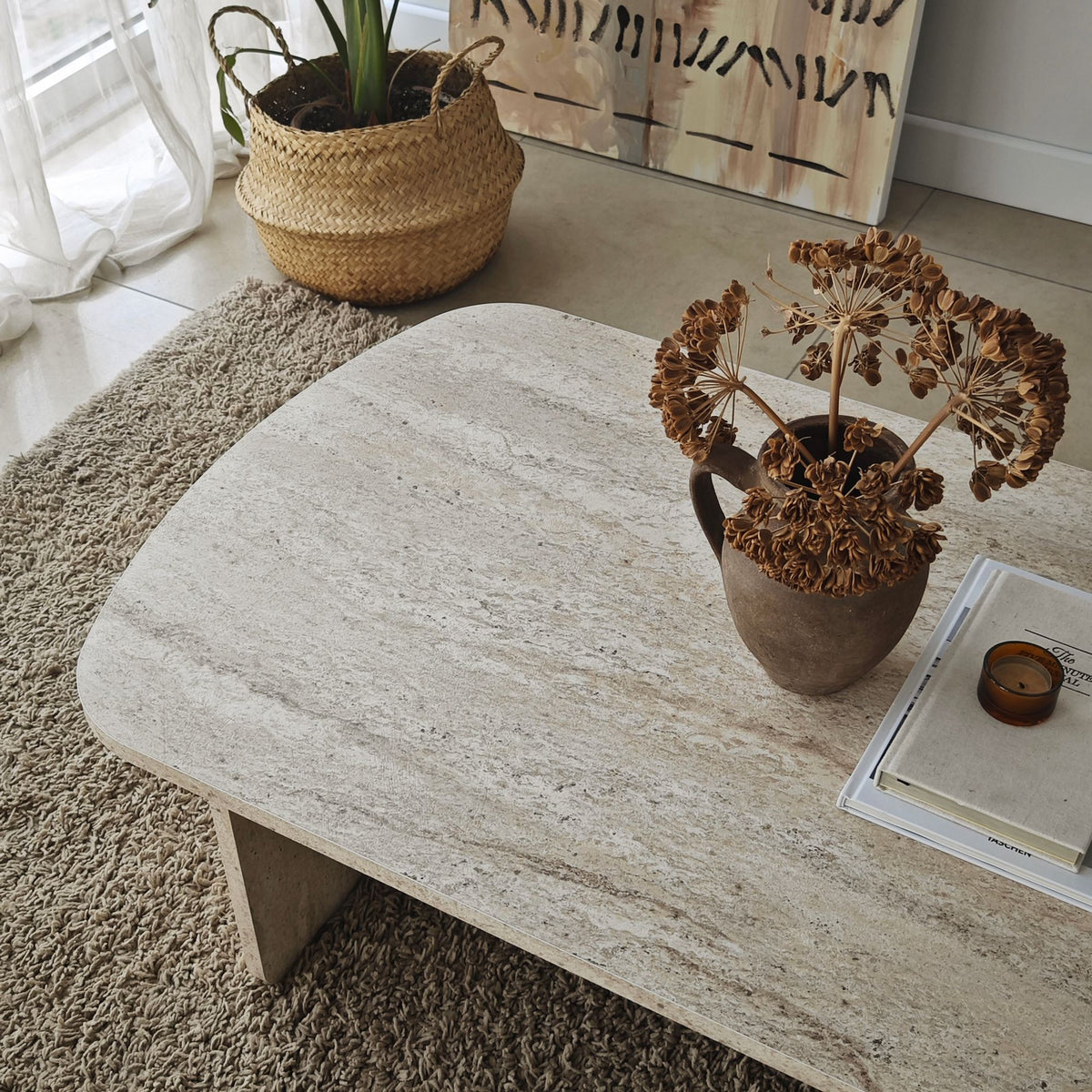 Τραπεζάκι Σαλονιού Kallimasia Travertine 105x60x35 εκ. Μελαμίνης