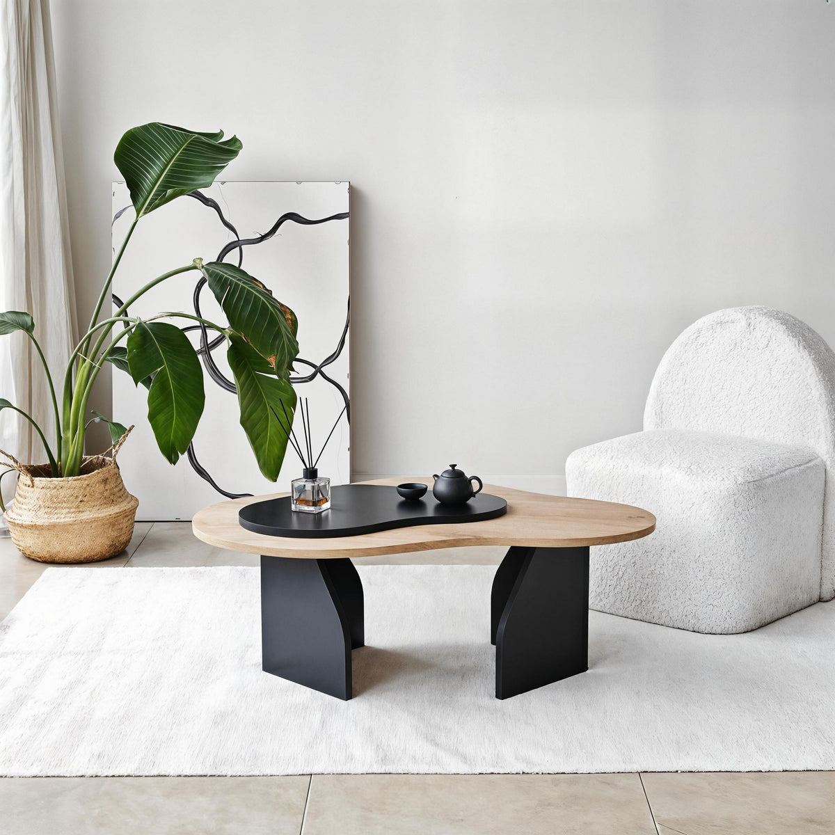 Τραπεζάκι Σαλονιού Trachoni Δρυς Sapphire - Μαύρο 105x65x35 εκ. Μελαμίνης