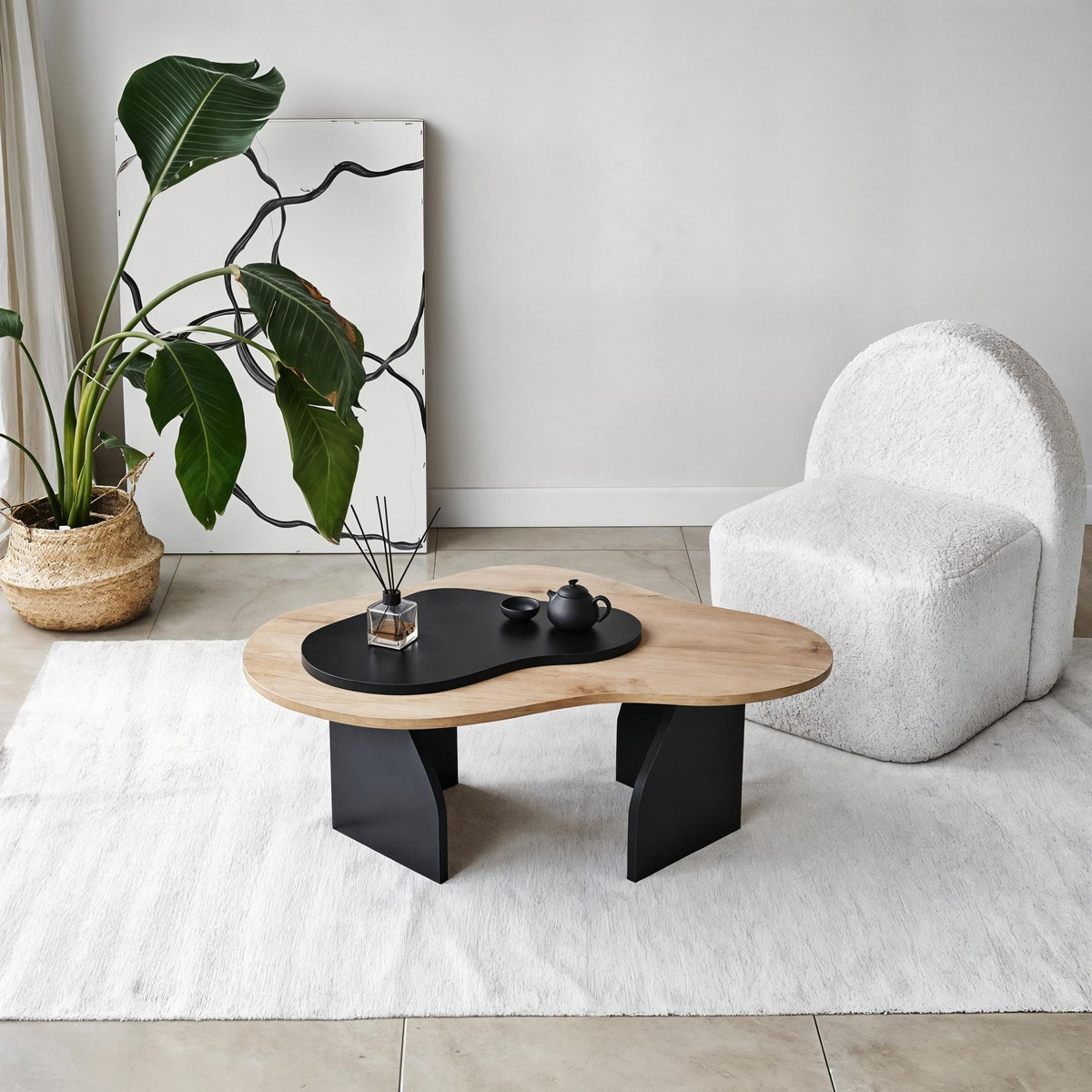 Τραπεζάκι Σαλονιού Trachoni Δρυς Sapphire - Μαύρο 105x65x35 εκ. Μελαμίνης