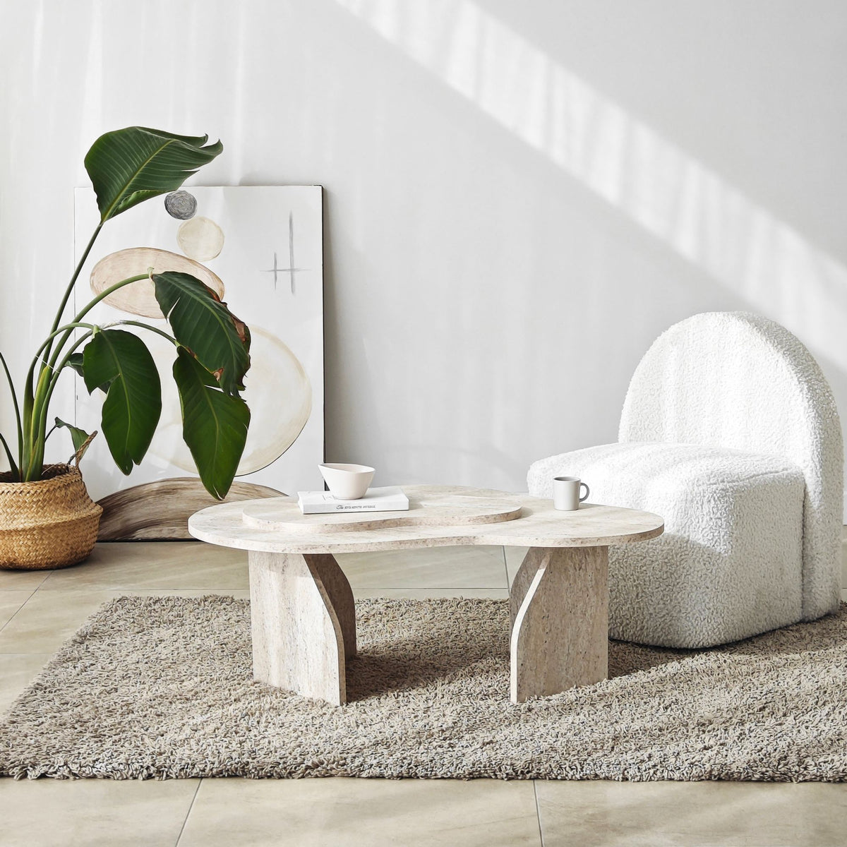 Τραπεζάκι Σαλονιού Trachoni Travertine 105x65x35 εκ. Μελαμίνης