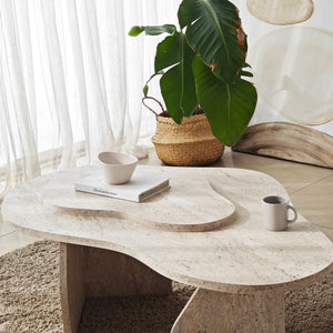 Τραπεζάκι Σαλονιού Trachoni Travertine 105x65x35 εκ. Μελαμίνης