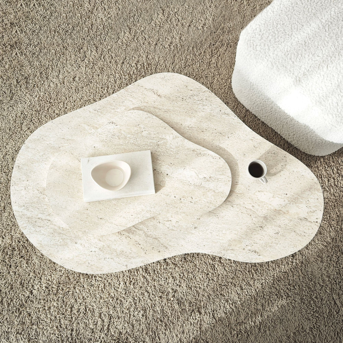 Τραπεζάκι Σαλονιού Trachoni Travertine 105x65x35 εκ. Μελαμίνης