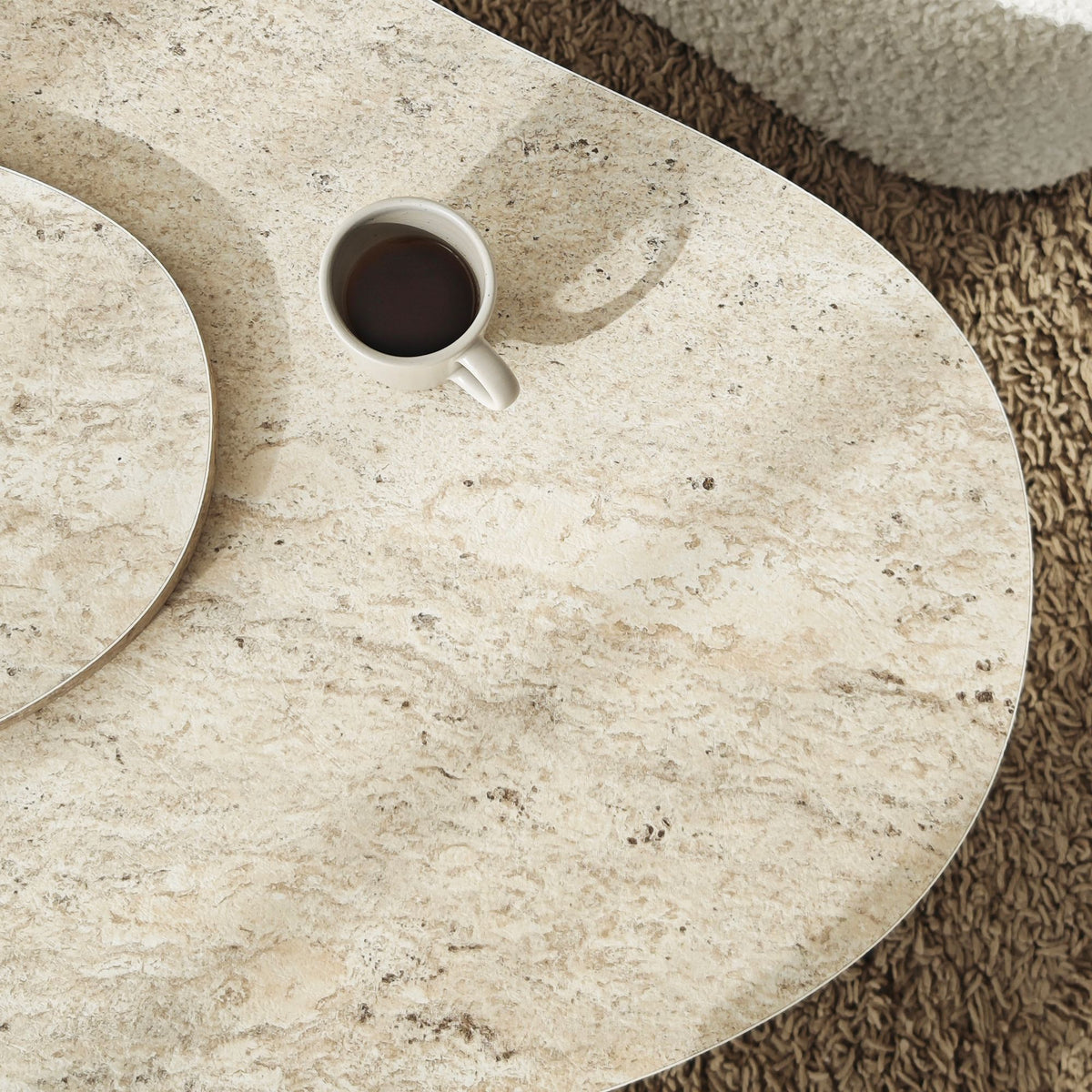 Τραπεζάκι Σαλονιού Trachoni Travertine 105x65x35 εκ. Μελαμίνης