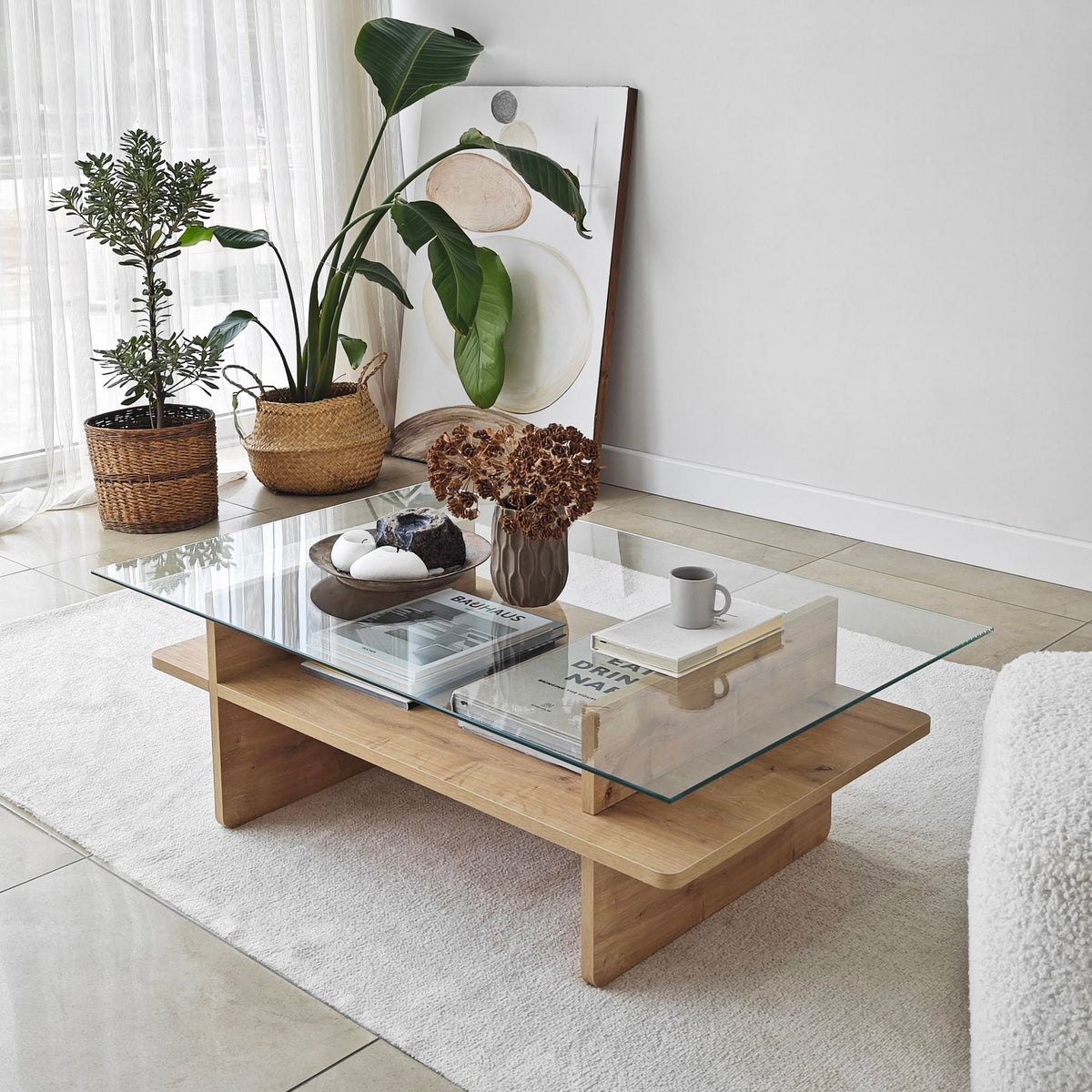 Τραπεζάκι Σαλονιού Arkeuthos Γυάλινο Sapphire - Διάφανο 105x65x35 εκ. Μελαμίνης