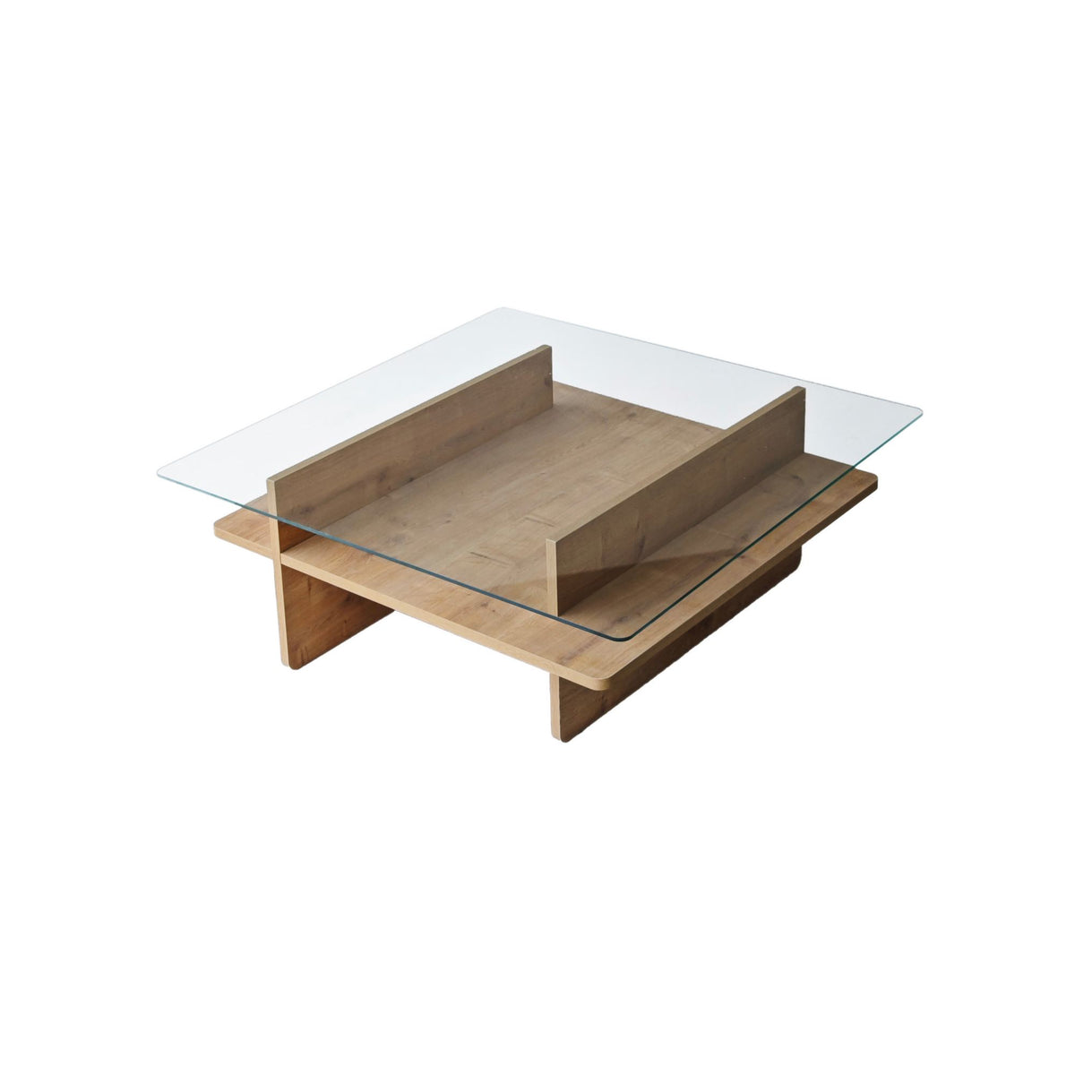 Τραπεζάκι Σαλονιού Ilida Γυάλινο Sapphire - Διάφανο 90x90x35 εκ.