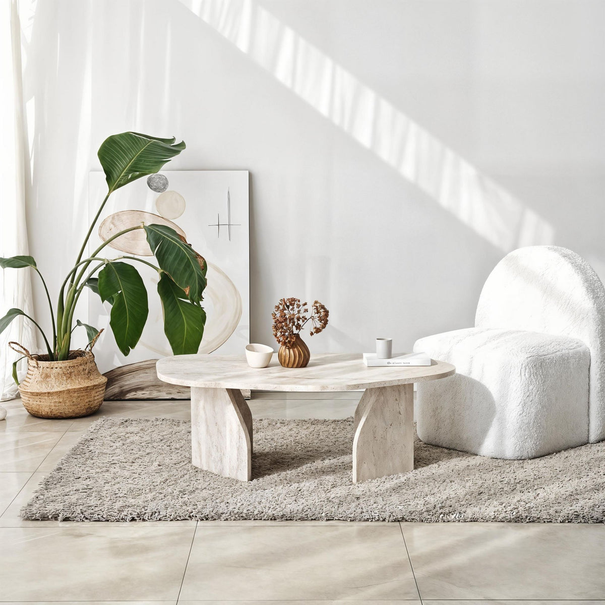Τραπεζάκι Σαλονιού Vagia Travertine 100x60x35 εκ. Μελαμίνης