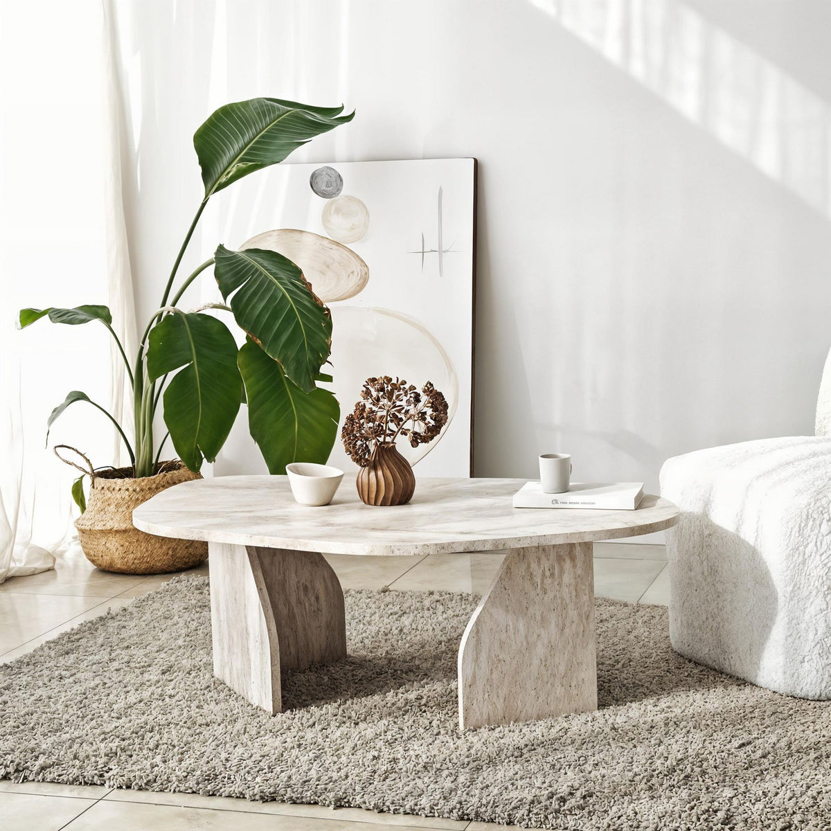 Τραπεζάκι Σαλονιού Vagia Travertine 100x60x35 εκ. Μελαμίνης