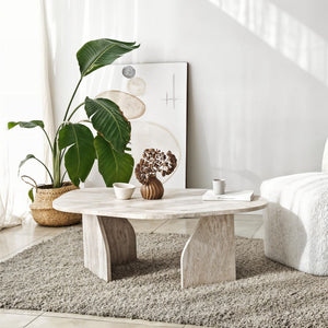Τραπεζάκι Σαλονιού Vagia Travertine 100x60x35 εκ. Μελαμίνης