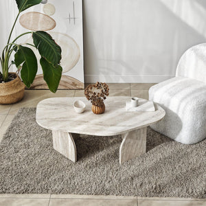 Τραπεζάκι Σαλονιού Vagia Travertine 100x60x35 εκ. Μελαμίνης