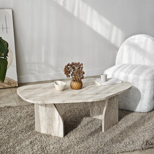 Τραπεζάκι Σαλονιού Vagia Travertine 100x60x35 εκ. Μελαμίνης