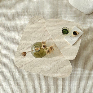Τραπεζάκια Σαλονιού Σετ Kaminia Travertine 90x60x35 εκ. Μελαμίνης