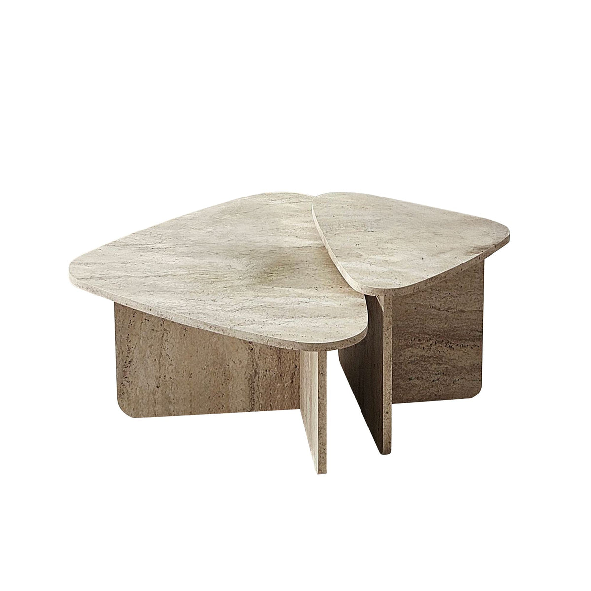 Τραπεζάκια Σαλονιού Σετ Kaminia Travertine 90x60x35 εκ. Μελαμίνης