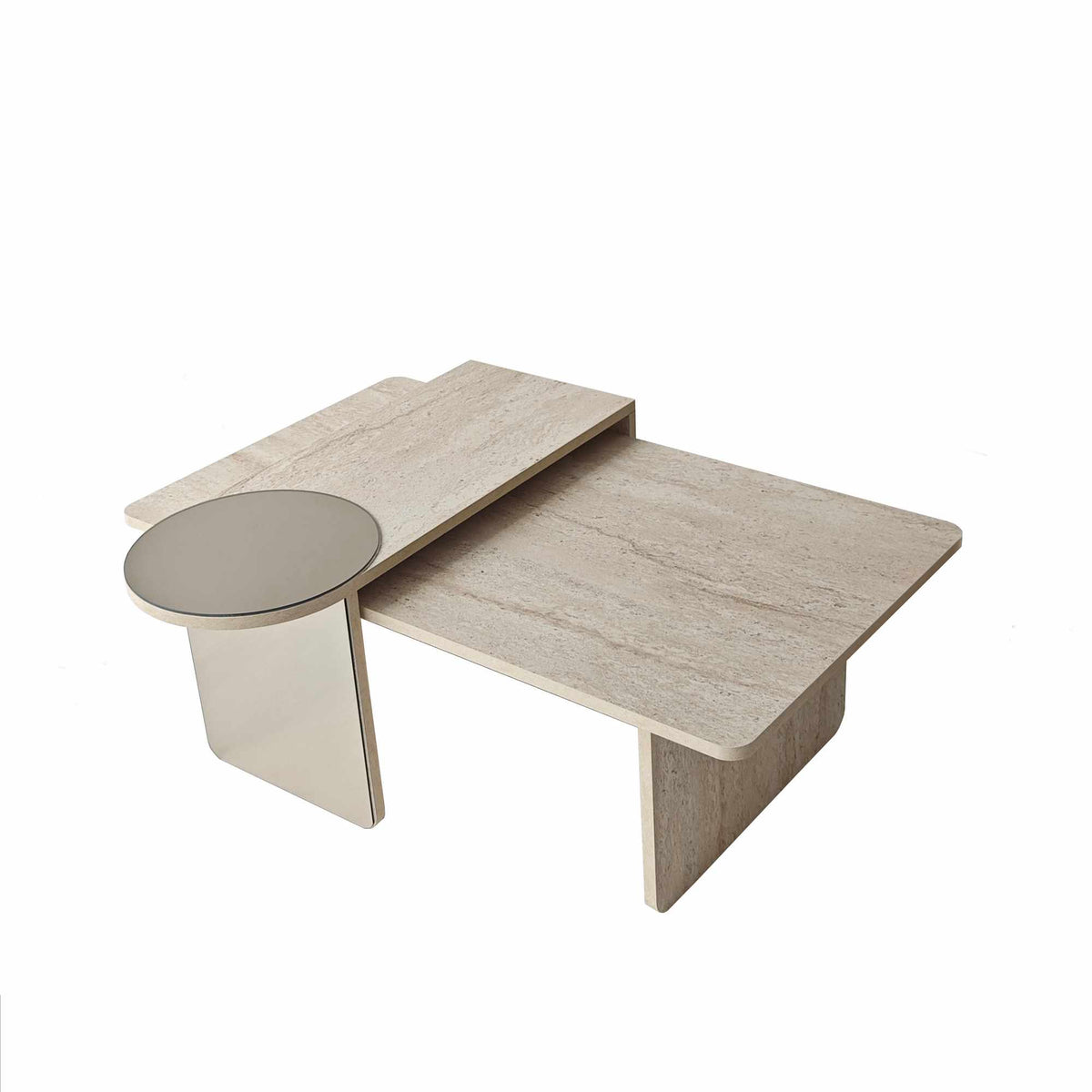 Τραπεζάκια Σαλονιού Σετ 2τμχ Atokos Travertine 105x60x35 εκ. Μελαμίνης Κωδ. 2