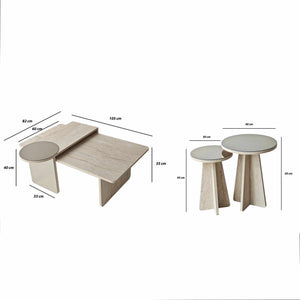 Τραπεζάκια Σαλονιού Σετ 4τμχ Atokos Travertine 105x60x35 εκ. Μελαμίνης Κωδ. 4