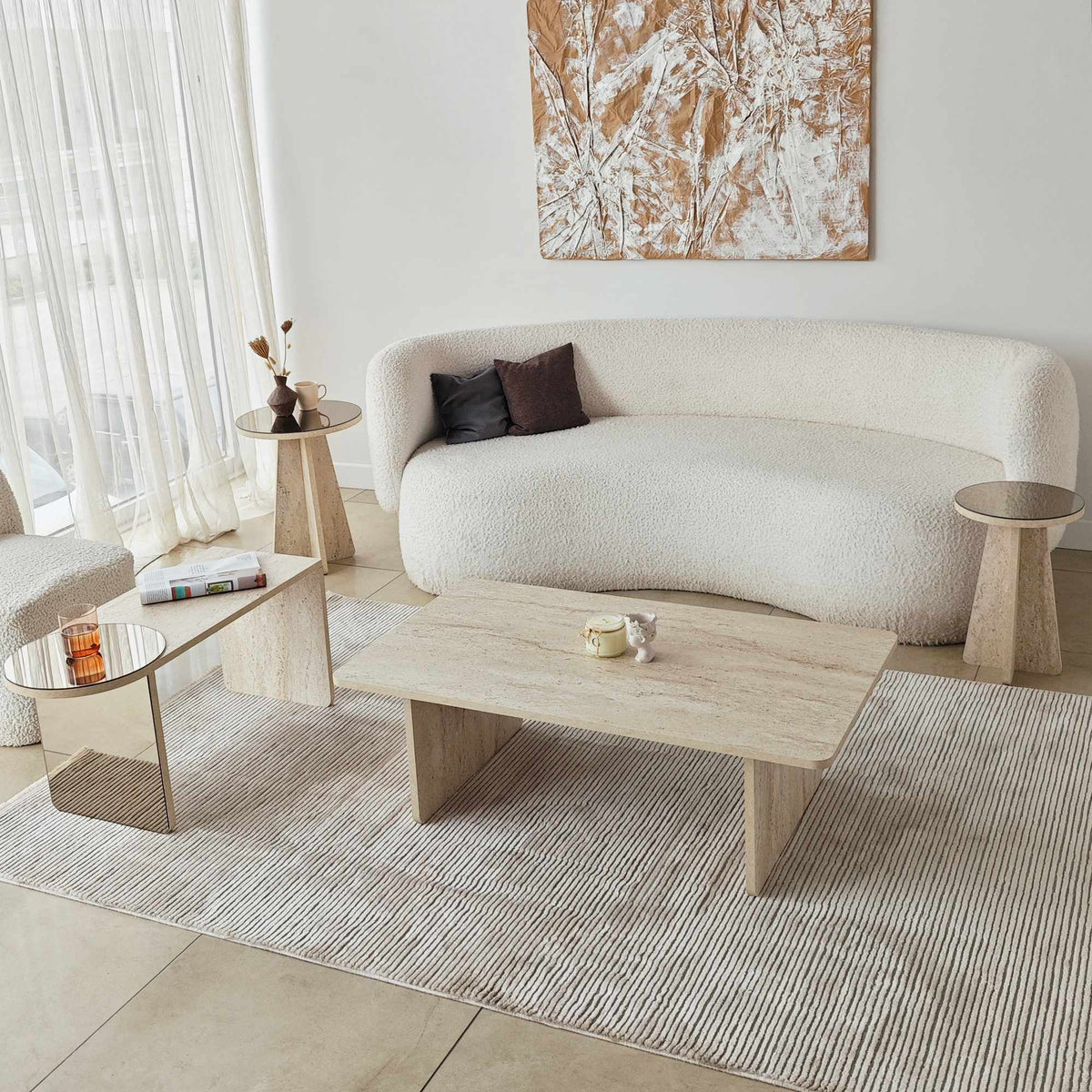 Τραπεζάκια Σαλονιού Σετ 4τμχ Atokos Travertine 105x60x35 εκ. Μελαμίνης Κωδ. 4