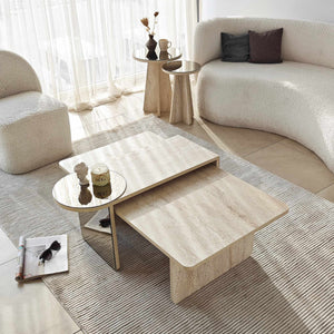Τραπεζάκια Σαλονιού Σετ 4τμχ Atokos Travertine 105x60x35 εκ. Μελαμίνης Κωδ. 4