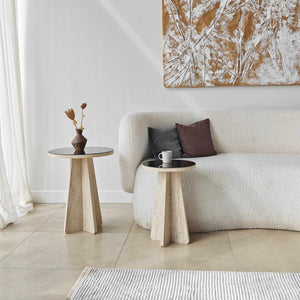Βοηθητικά Τραπεζάκια Σετ Atokos Travertine - Μπρονζέ 40x40x50 εκ. Μελαμίνης
