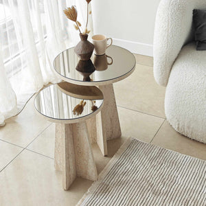 Βοηθητικά Τραπεζάκια Σετ Atokos Travertine - Μπρονζέ 40x40x50 εκ. Μελαμίνης