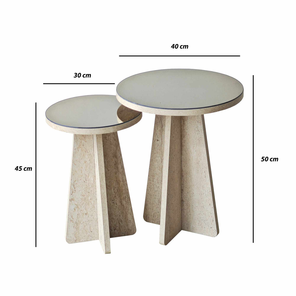 Βοηθητικά Τραπεζάκια Σετ Atokos Travertine - Μπρονζέ 40x40x50 εκ. Μελαμίνης
