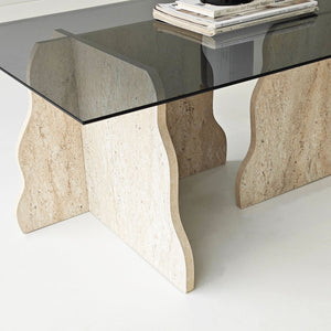 Τραπεζάκι Σαλονιού Maroni Γυάλινο Travertine - Φιμέ 105x65x40 εκ.