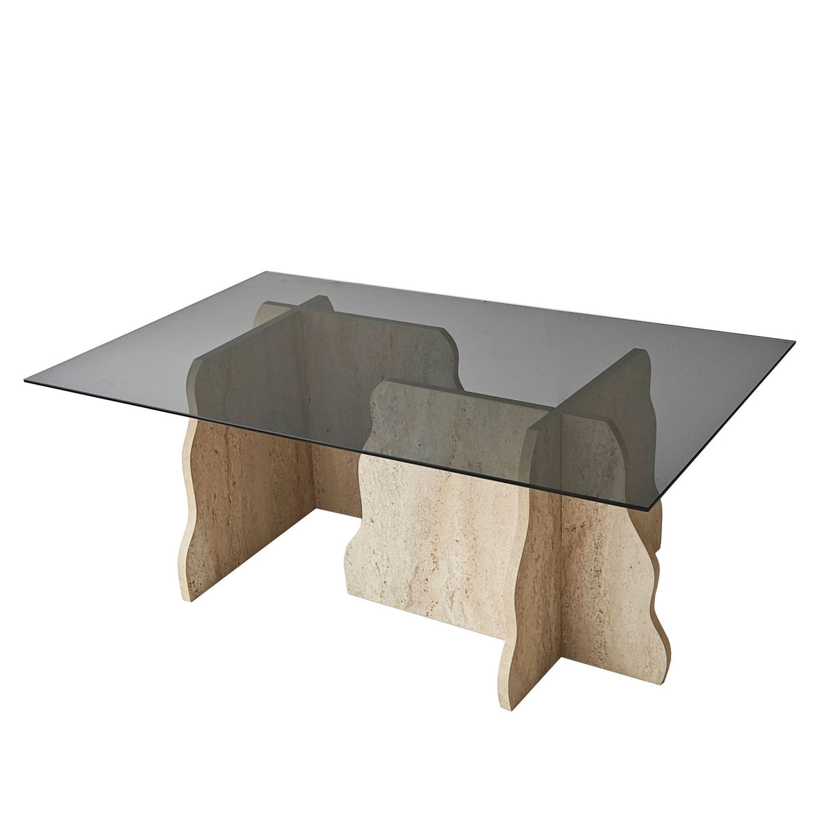 Τραπεζάκι Σαλονιού Maroni Γυάλινο Travertine - Φιμέ 105x65x40 εκ.