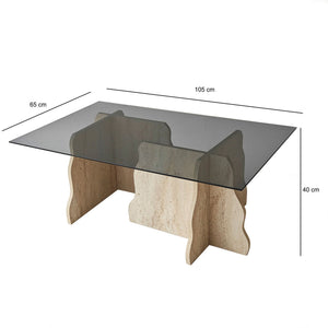 Τραπεζάκι Σαλονιού Maroni Γυάλινο Travertine - Φιμέ 105x65x40 εκ.